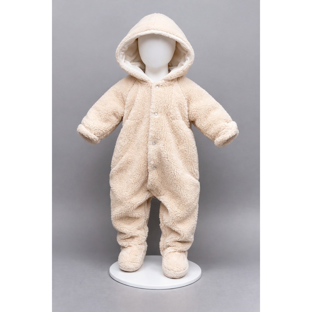 Tot‎ Lines VTG Baby Bunting Suit Cozy Fuzzy Sherpa Winter Jumpsuit Medium USA